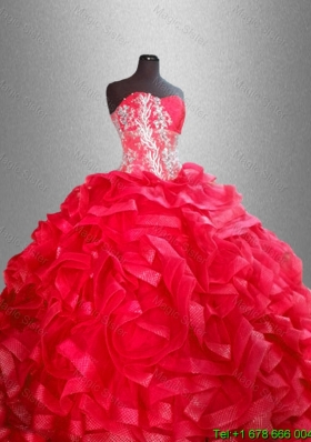 Fashionable Red Quinceanera Dresses with Beading and Ruffles