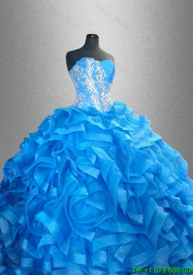 2015 Pretty Sweetheart Quinceanera Dresses with Beading and Ruffles