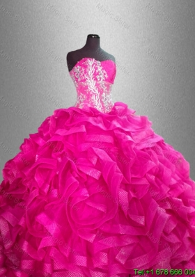 Beaded and Ruffles Discount Sweet 16 Gowns with Sweetheart