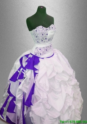 Fashionable Beaded and Pick Ups Quinceanera Gowns in Multi Color