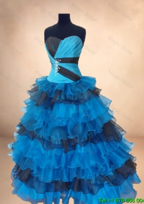 New Arrivals Beaded Multi Color Quinceanera Gowns with Ruffled Layers