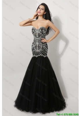 Sexy Mermaid Sweetheart Beaded Prom Dresses in Black