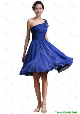 New Style One Shoulder Short Prom Dresses in Royal Blue