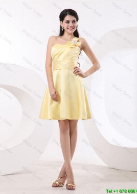 Sexy Hand Made Flowers Prom Gowns with One Shoulder