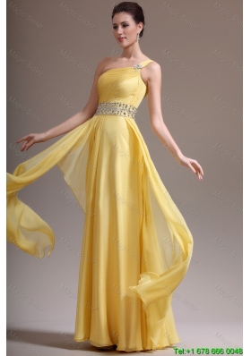 2016 Beautiful Empire One Shoulder Prom Dresses with Beading