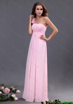 2016 Empire One Shoulder Prom Dresses with Hand Made Flowers