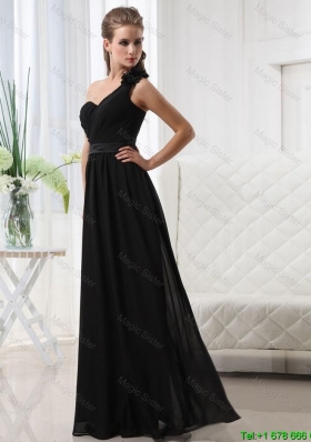 Modest Empire One Shoulder Prom Dresses with Belt