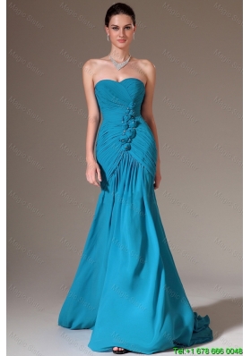 Luxurious Column Sweetheart Prom Dresses with Brush Train