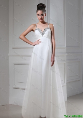 Best Selling Straps Beaded Tulle Prom Dresses in White