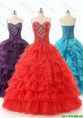 Beautiful 2016 Custom Made Ball Gown Sweet 16 Dresses with Ruffled Layers