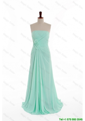 2016 Summer Gorgeous Empire Strapless Prom Dresses with Hand Made Flowers