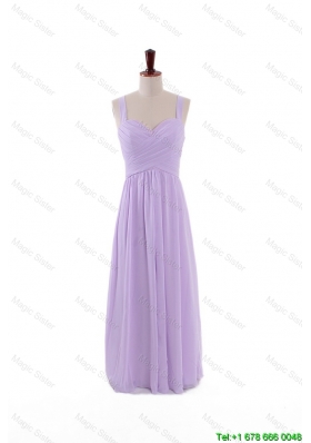 Clearence 2016 Straps Lavender Long Prom Dresses with Ruching