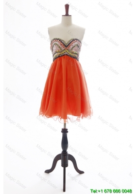 Designer New Beading Orange Red Short Prom Dress for 2016