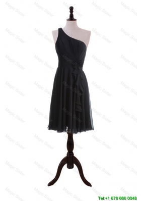 Discount One Shoulder Black Short Prom Dresses