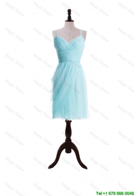 2016 Summer Pretty Empire Spaghetti Straps Prom Dresses in Light Blue