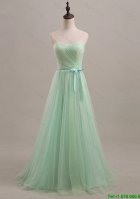 Designer 2016 Summer Apple Green Prom Dresses with Sweep Train