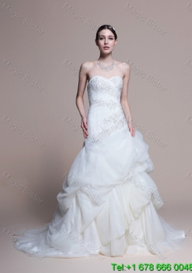 2016 Elegant A Line Sweetheart Court Train Wedding Dresses