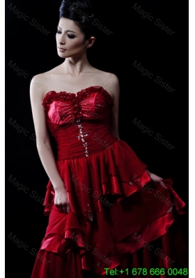 Wonderful Beading and Ruffled Layers Wine Red Wedding Dresses