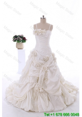 Classical Hand Made Flowers Court Train Wedding Dresses