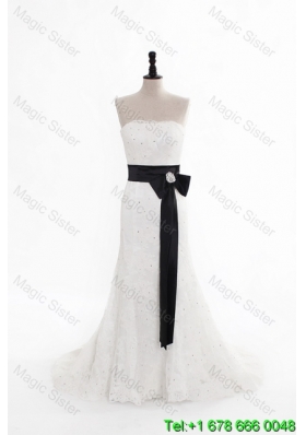 Perfect Column Strapless Wedding Dresses with Beading and Belt