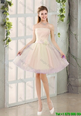 2016 Fall Sexy A Line Strapless Short Bridesmaid Dresses with Belt