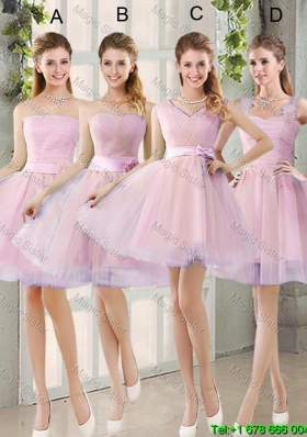 2016 Summer Short Ruching Bridesmaid Dresses with Belt