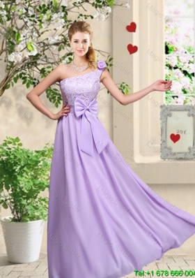 Fashionable One Shoulder Bridesmaid Dresses with Hand Made Flowers