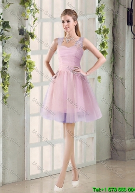 2016 Fall New A Line Straps Dama Dresses with Hand Made Flowers