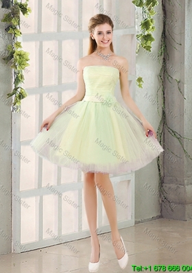 Custom Made A Line Strapless Tulle Dama Dresses with Belt
