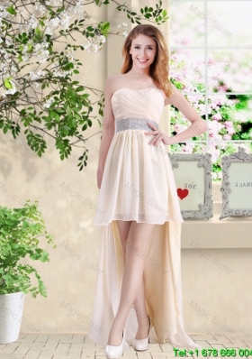 2016 Affordable High Low Sweetheart Prom Dresses in Champagne