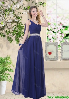 Comfortable One Shoulder Prom Dresses in Navy Blue