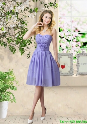 Pretty Strapless Prom Dresses with Hand Made Flowers