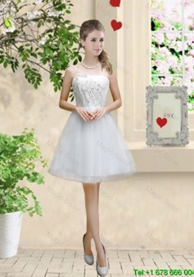 Cheap Appliques and Beaded White Dama Dresses with Strapless