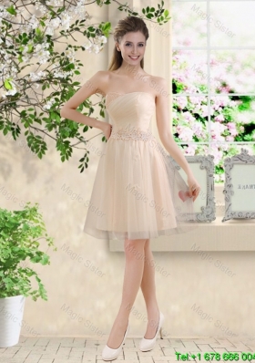 Cheap Strapless Champagne Dama Dresses with Knee Length