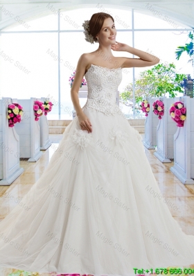 Classical A Line Court Train Wedding Dresses for Garden