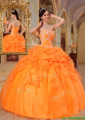 Cheap Orange Red Ball Gown Sweetheart Quinceanera Dresses