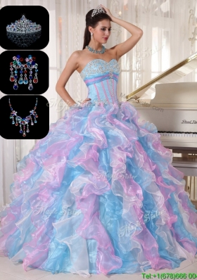 Cheap Ruffles and Appliques Quinceanera Gowns in Multi Color