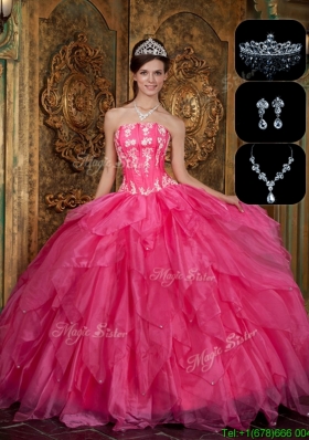 Cheap Strapless Sweet 16 Dresses with Appliques and Ruffles