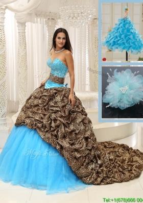 Modern Brush Train Quinceanera Dresses in Multi Color