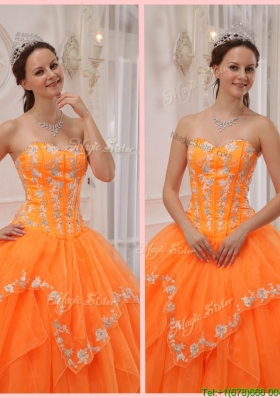 Fashionable Ball Gown Appliques and Beading Sweet 15 Dresses for 2016