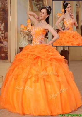Luxurious Appliques Sweetheart Quinceanera Dresses in Orange Red