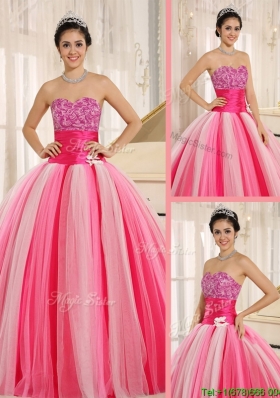 2016 Luxurious Strapless Lace Up Quincanera Dresses in Multi C