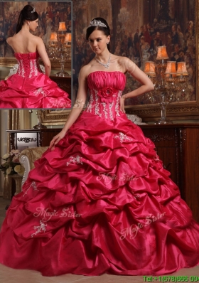 Luxurious Coral Red Ball Gown Strapless Quinceanera Dresses