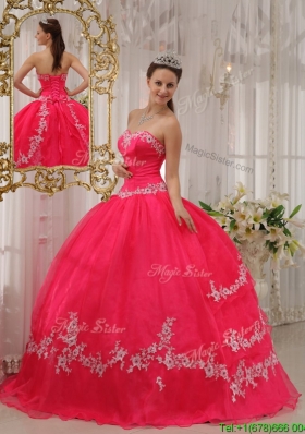 2016 Puffy Ball Gown Sweetheart Appliques Quinceanera Dresses