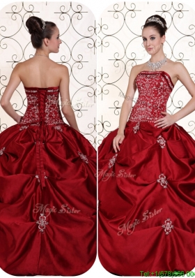Best Selling Embroidery and Pick Ups Strapless Sweet 15 Dresses