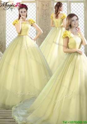New Arrivals Bateau Brush Train Quinceanera Dresses
