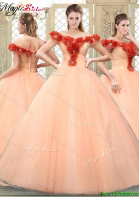 Pretty Off the Shoulder Quinceanera Dresses with Hand Made Flowers