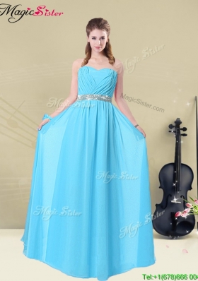 2016 Summer Fashionable Ruching Bridesmaid Dresses in Aqua Blue