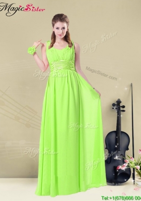 2016 Summer Romantic Straps Empire Ruching Bridesmaid Dresses