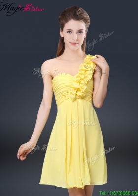 2016 Sweet Short One Shoulder Ruching Bridesmaid Dresses